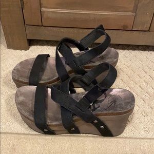 OTBT Sail in Black Suede Wedge Sandals